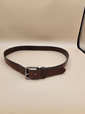 Tommy Hilfiger Brown Leather Belt | Made in USA | Size 36 | Embossed Logo